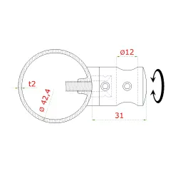 Nerezový stĺp, vrchné kotvenie, 6-radový, priechodný Nerezový stĺp, vrchné kotvenie, 6-radový, priechodný